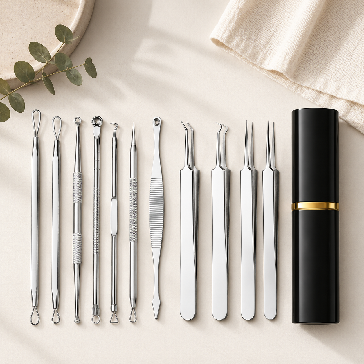 Polished | 10-Piece Stainless Steel Pore Care Kit + Carry Case